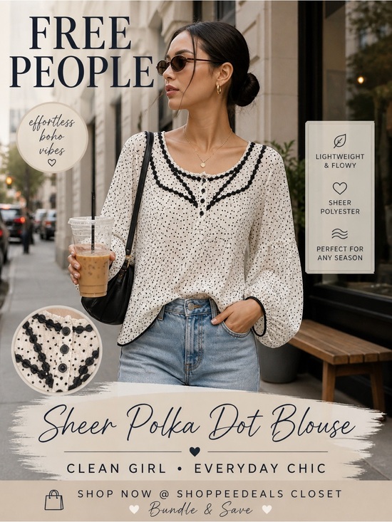 Free People Tops - Free People Polka Dot Sheer Blouse Top